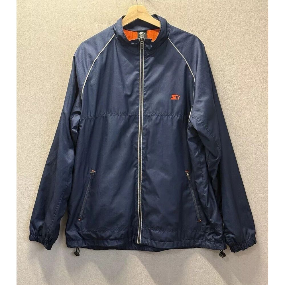 Starter Windbreaker Jacket Men L (42-44) RN 70892 Lightweight Zipper Blue Orange